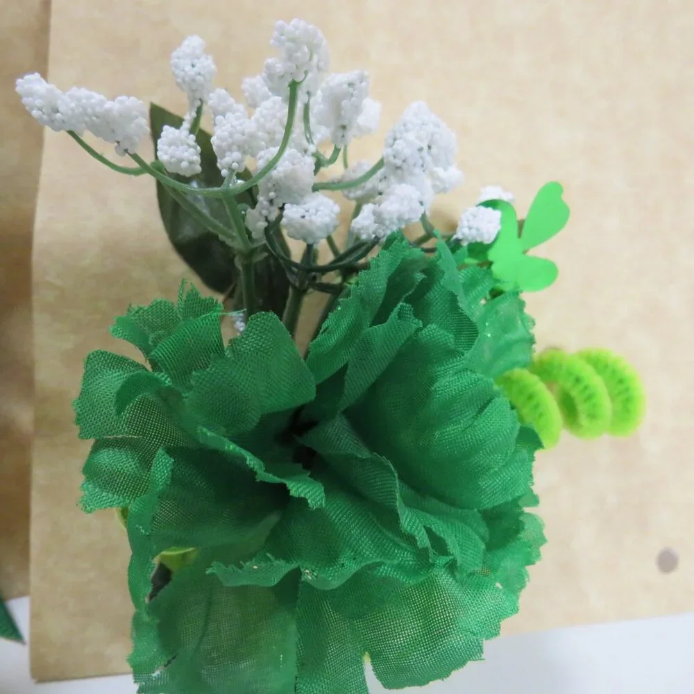 (2) Green Carnation boutonnieres faux flowers
